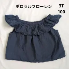 ポロラルフローレン 3T 100 Tシャツ ノースリーブ ネイビー フリル