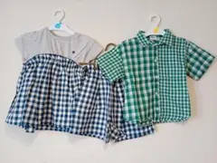 ◆BREEZE 姉弟おそろい　チェック柄リンクコーデ　100　120　半袖