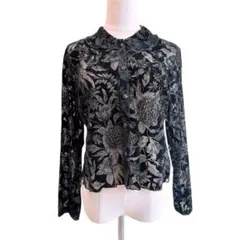 【美品 日本製】シエンヌ フロッキー 花柄 シアー ブラウス レトロ 希少 総柄