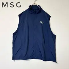 MSG ワンポイント刺繍ロゴ　配色ナイロンバルーンベスト　ネイビー　ユニセックス