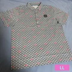 and per se ポロシャツ ゴルフ 総柄 ホワイト LL