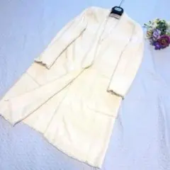 ZARA BASIC 超レア　フリンジロングコート　春コートL サイズアイボリー