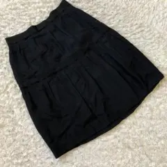 ✨レディース ✨ スカート 2段 プリーツ サイズ38 M ブラック 古着