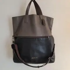 COACHコーチ バイカラ レザー2way トートショールドバッグ