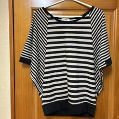 オーバーサイズ 半袖 Tシャツ ベージュ 黒 ストライプ