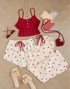 3点セット　キャミソールとハート柄パンツ