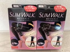 SLIM WALK 着圧リブレギンス S-M ブラック