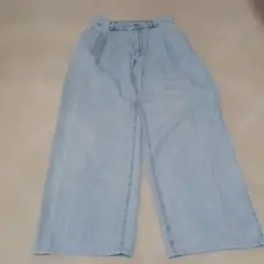 【ユニクロ】ライトブルー ワイドパンツ ゴムウエスト
