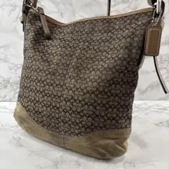 COACH コーチ ミニシグネチャー ジャガード×本革 レザー ショルダーバッグのサムネイル