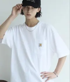 Carhartt カーハート　ワンポイントロゴ ポケ付き半袖Tシャツ ホワイト
