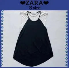❤︎ZARA❤︎チュニック ノースリーブ ブラック&アイボリー Sサイズ　　　(21