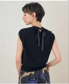 アナイ♡後ろリボンフレンチスリーブトップス、黒、38、M、定価30,000 アナイ／後ろリボン、薄手ニット、黒、38定価30,000円フレンチスリーブ