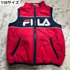 【FILA】フィラ キッズ 中綿ベスト 110 レッド ネイビー ロゴ アウター