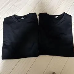 黒のTシャツ 2枚セット (クルーネック・Vネック)