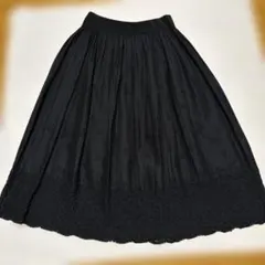 (美品)C'EST CHIC'A セシカ　黒ロングスカート　レース ウエストゴムのサムネイル