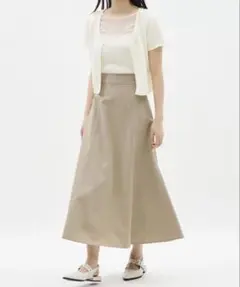 ⭐︎新品未使用　タグ付き⭐︎ GU リネンブレンド　フレアロングスカート　L