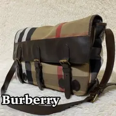 バーバリー　ノバチェック　キャンバスレザー　ショルダーバッグ　メッセンジャー美品