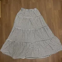 ギンガムチェック柄 フレアスカート　ロングスカート