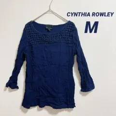 1点もの✨CYNTHIA ROWLEY【M】 ネイビー 長袖トップス デザイン