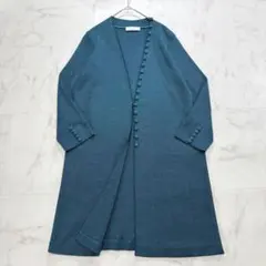 レリアン ロングカーディガン 長袖 シルク くるみボタン 緑 大きいサイズ 13