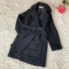 【23区】キルティングコート ブラック 38 ベルト付き 軽量ロングアウター