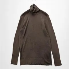 オローネ タートルネック丈長ニット リブ 長袖 コットン100 リブ