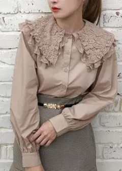 one after another NICE CLAUP すけ襟レースブラウス