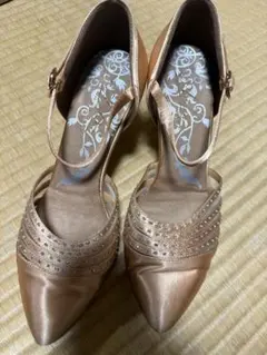 社交ダンス用 クロスデザイン 編み込み オープントゥ サテン ラテン