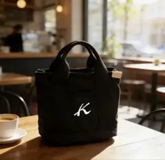 新品 Kロゴ ブラック キャンバス トートバッグ ロゴ付き