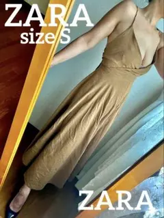 ZARA ザラ ブラウン バックリボン キャミ ロングワピース S