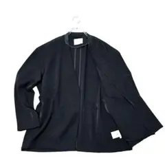 美品 tk タケオキクチ M ノーカラーカーディガン ストレッチ ボタンレス