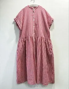 SM2 サマンサモスモス コットンギャザー ギンガムチェックワンピース　レッド