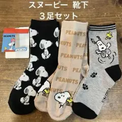 【新品】スヌーピー 靴下　ソックス　３足セット　１９〜２４cm