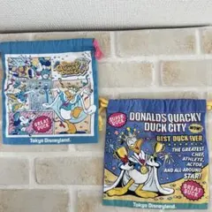ディズニー　ドナルド　巾着2枚　パルパルーザ　QUACKY DUCK CITY