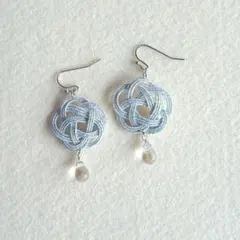 ♥️水引×チェコドロップビーズのゆらゆら和風ピアス♪　ハンドメイド