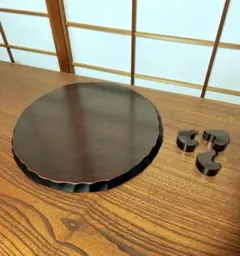 木材 木製 天然 飾り台 花台 置物 波形の縁 脚付 足付き