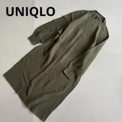 【ユニクロ】3Dコットンバルーンスリーブワンピース　ロング丈　オリーブ（L）