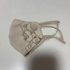 ミニーマウス刺繍ベージュマスク