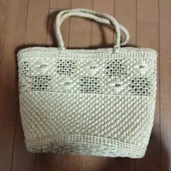 天然素材 編み込みデザイン かごバッグ 中型