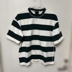 H&M ボーダー Tシャツ 半袖 グリーン S