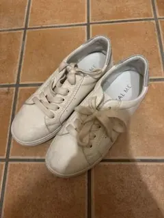 レディース ホワイト スパンコール カジュアルスニーカー 22.5cm