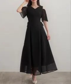 セネア CENEA 2wayVネックシアーコルセットワンピース ブラック XL