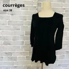 クレージュ トップス 38 黒 七分袖 スクエアネック 美品 C565のサムネイル