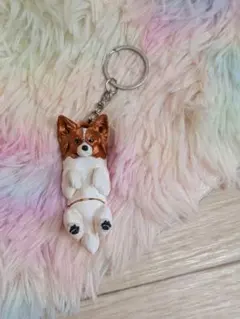 パピヨン キーホルダー 3Dプリント 蝶 犬
