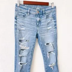 AMERICAN EAGLE ジェギング クラッシュ スキニー デニムパンツ 6のサムネイル
