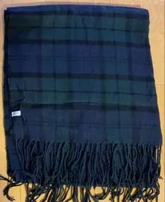 チェック柄ストール ひざ掛け ダークグリーン