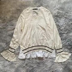 ミューニック レディース 長袖ニット M ホワイト 白 無地