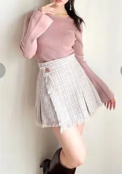 新品タグつき　リゼクシー　ツイードラップミニスカート