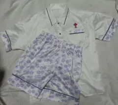 GU×鬼滅の刃 梅霞柄サテンパジャマ 和柄 白×藤色 胡蝶しのぶ コラボ