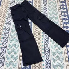 ZARA ブラック デニム カーゴパンツ フレアパンツ カジュアル